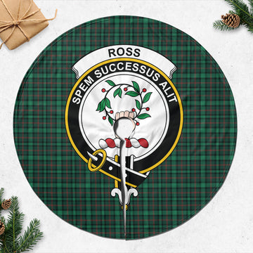 Ross Hunting Modern Tartan Christmas Tree Skirt with Family Crest