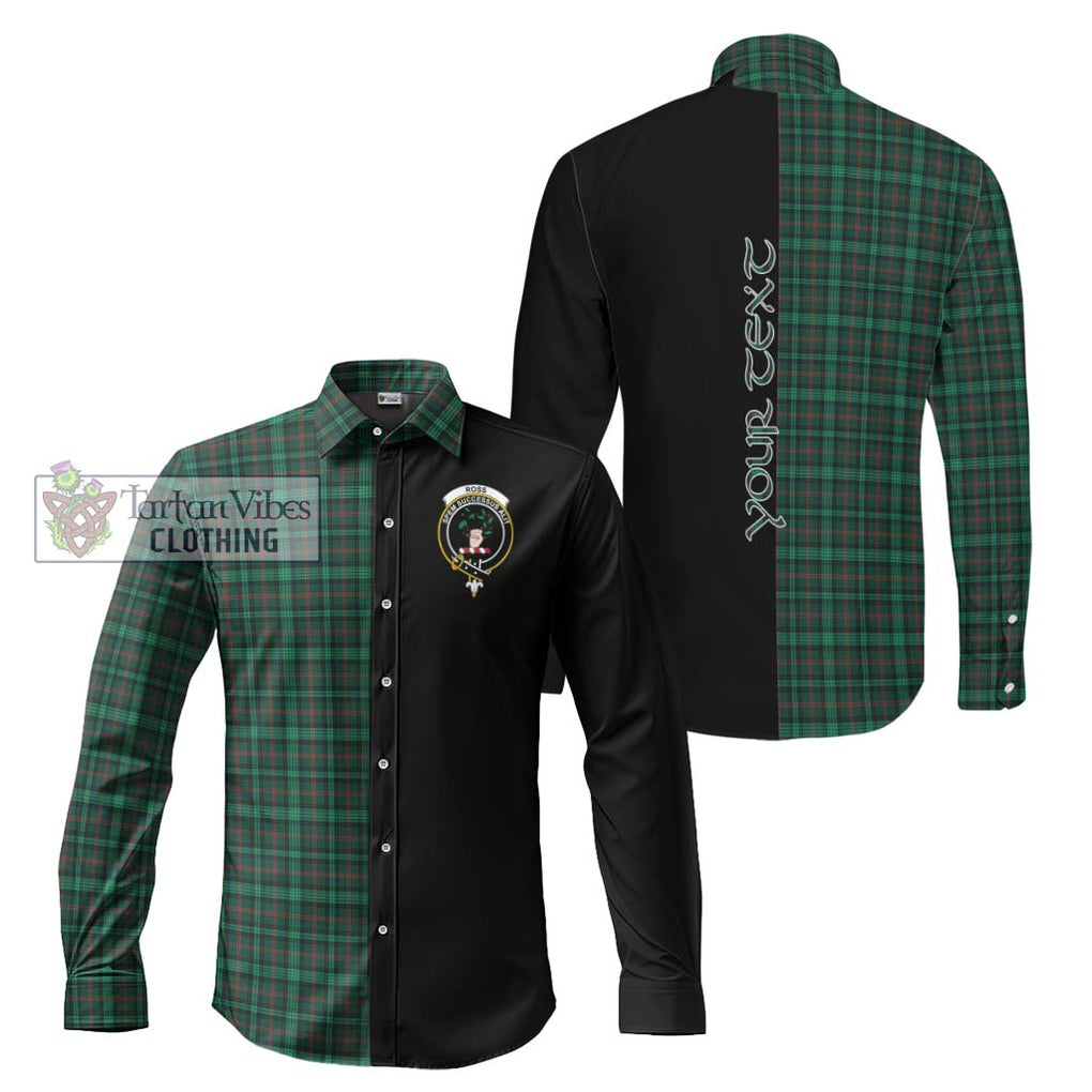 Ross Hunting Modern Tartan Long Sleeve Button Shirt with Family Crest and Half Of Me Style Men's Shirt S - Tartanvibesclothing Shop