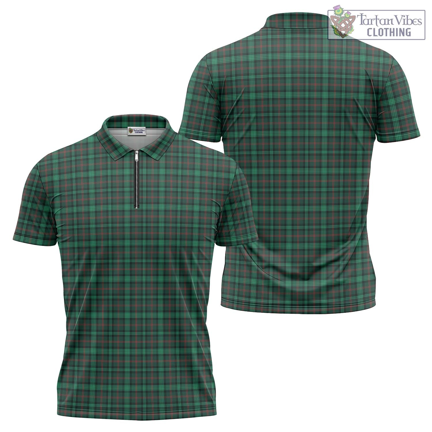 Tartan Vibes Clothing Ross Hunting Modern Tartan Zipper Polo Shirt