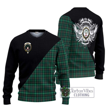 Ross Hunting Modern Tartan Ugly Sweater with Family Crest and Military Logo Style