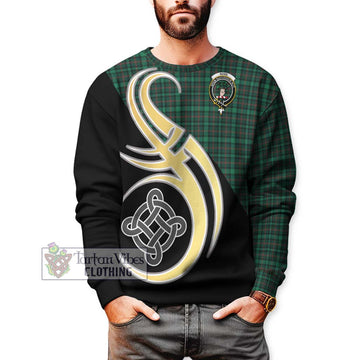 Ross Hunting Modern Tartan Sweatshirt with Family Crest and Celtic Symbol Style