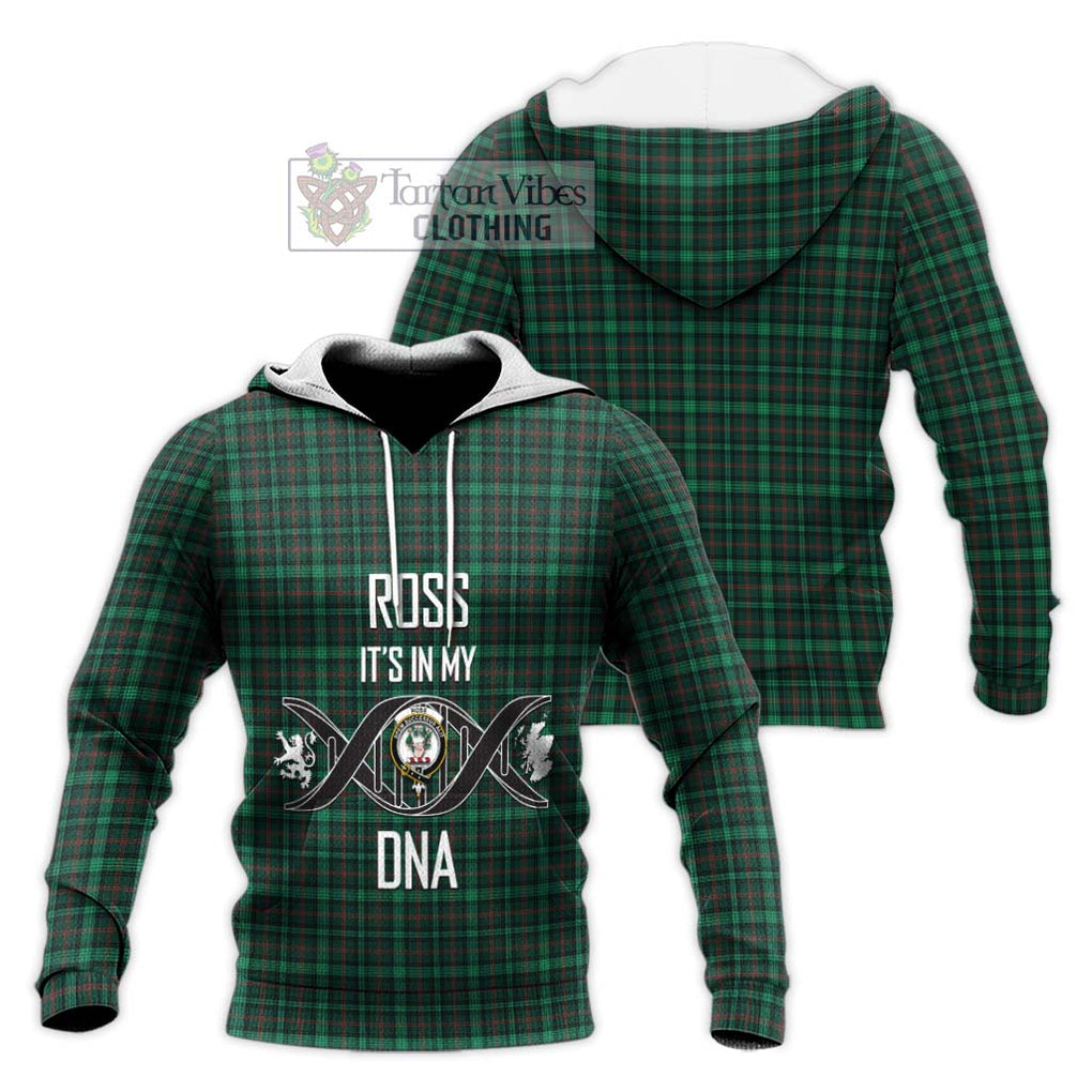 Ross Hunting Modern Tartan Knitted Hoodie with Family Crest DNA In Me Style Unisex Knitted Pullover Hoodie - Tartanvibesclothing Shop