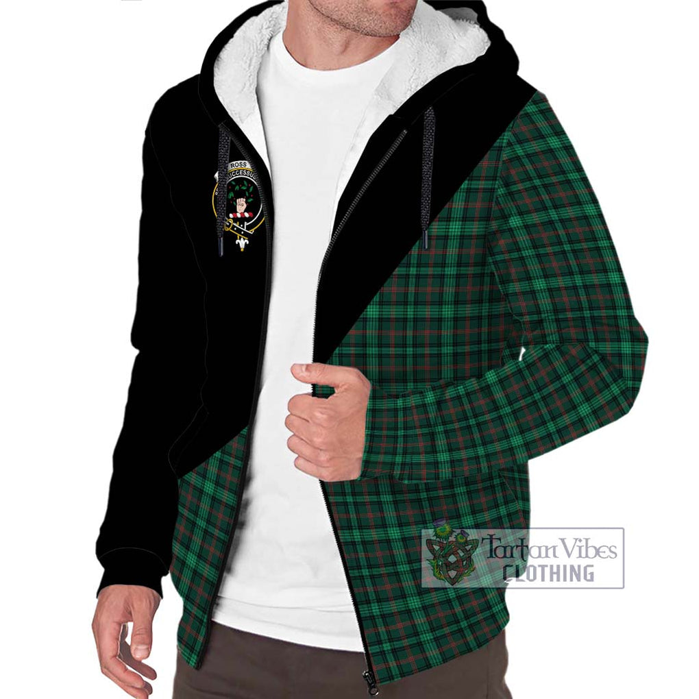 Ross Hunting Modern Tartan Sherpa Hoodie with Family Crest and Military Logo Style Unisex S - Tartanvibesclothing Shop