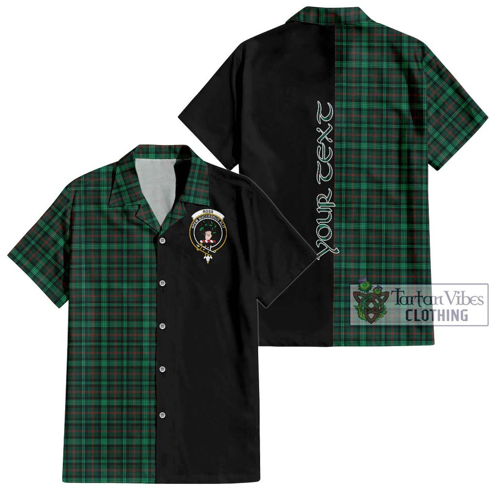 Ross Hunting Modern Tartan Short Sleeve Button Shirt with Family Crest and Half Of Me Style Kid - Tartanvibesclothing Shop