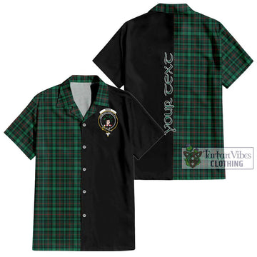 Ross Hunting Modern Tartan Short Sleeve Button Shirt with Family Crest and Half Of Me Style