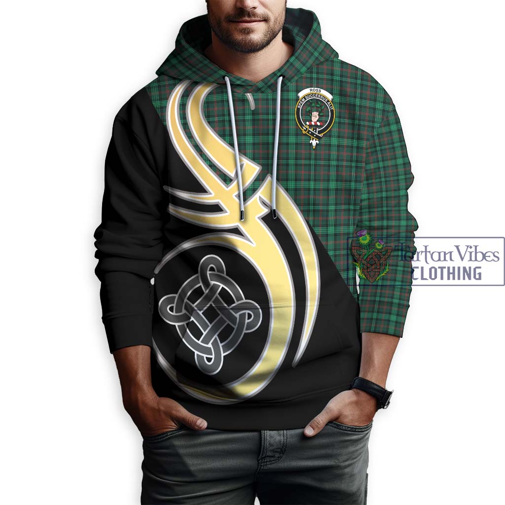 Ross Hunting Modern Tartan Hoodie with Family Crest and Celtic Symbol Style Zip Hoodie - Tartan Vibes Clothing