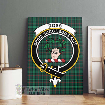 Ross Hunting Modern Tartan Canvas Print Wall Art with Family Crest