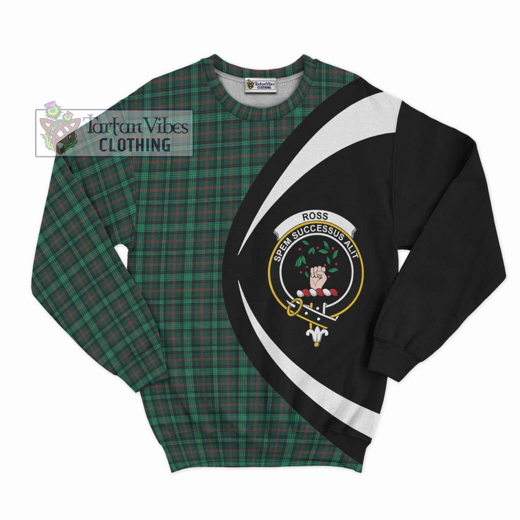 Ross Hunting Modern Tartan Sweatshirt with Family Crest Circle Style Unisex - Tartan Vibes Clothing