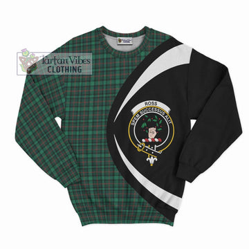 Ross Hunting Modern Tartan Sweatshirt with Family Crest Circle Style