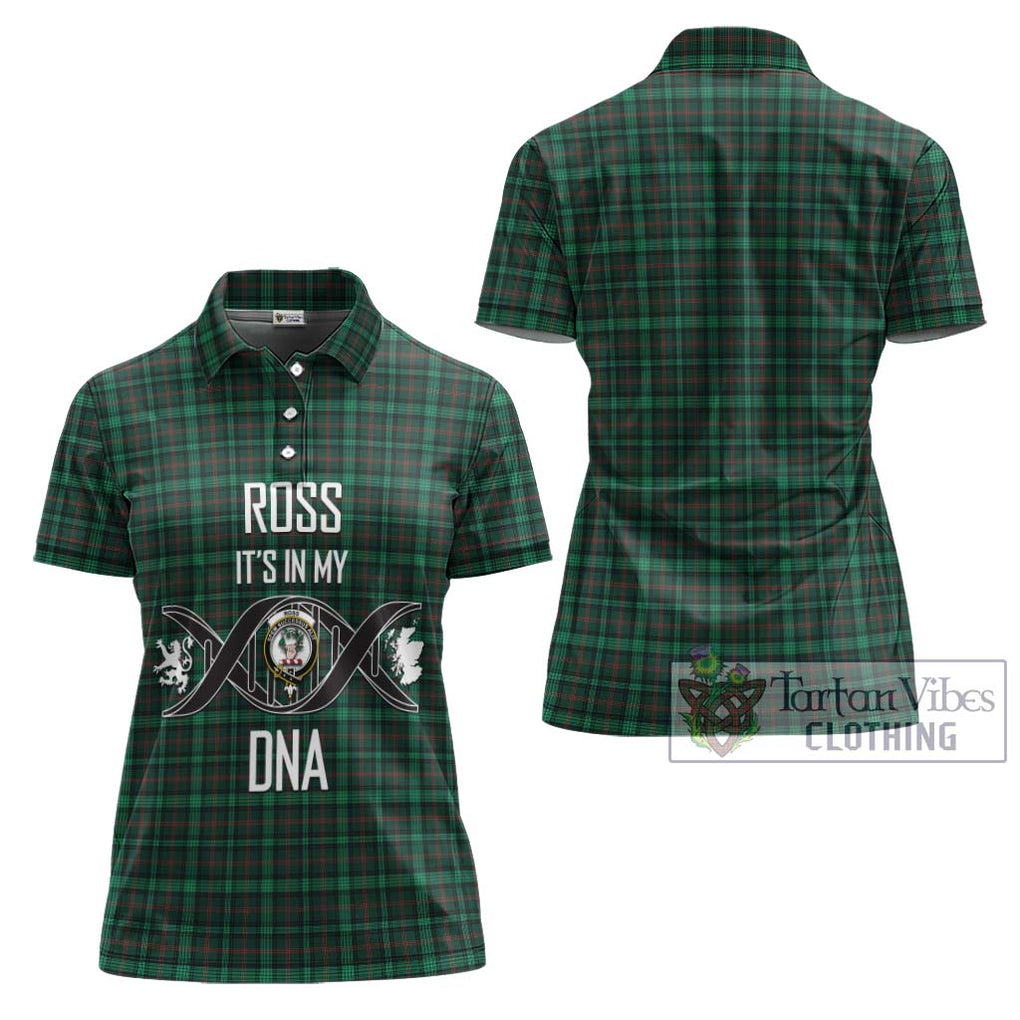 Ross Hunting Modern Tartan Women's Polo Shirt with Family Crest DNA In Me Style - Tartanvibesclothing Shop