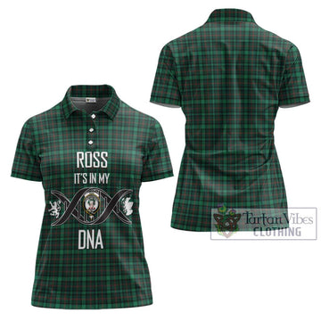 Ross Hunting Modern Tartan Women's Polo Shirt with Family Crest DNA In Me Style