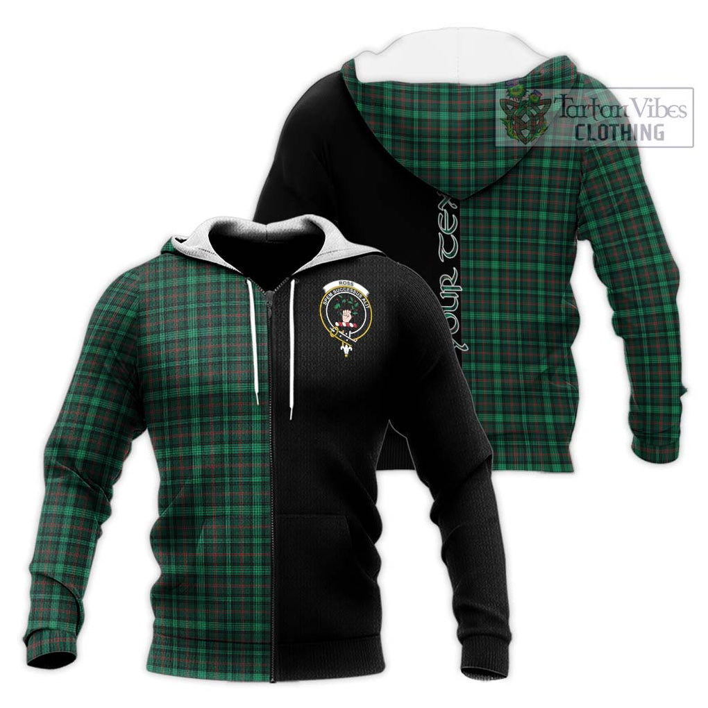 Ross Hunting Modern Tartan Knitted Hoodie with Family Crest and Half Of Me Style Unisex Knitted Zip Hoodie - Tartanvibesclothing Shop