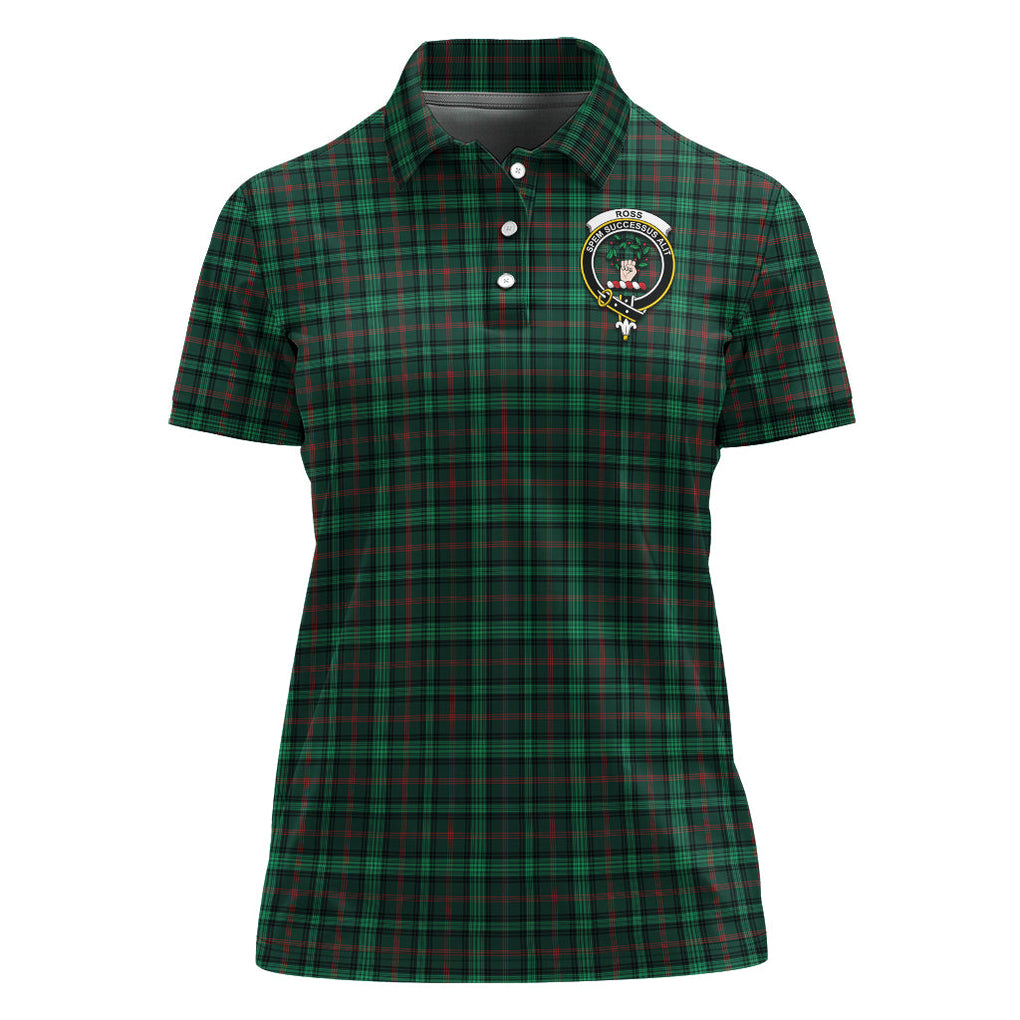 Ross Hunting Modern Tartan Polo Shirt with Family Crest For Women - Tartan Vibes Clothing