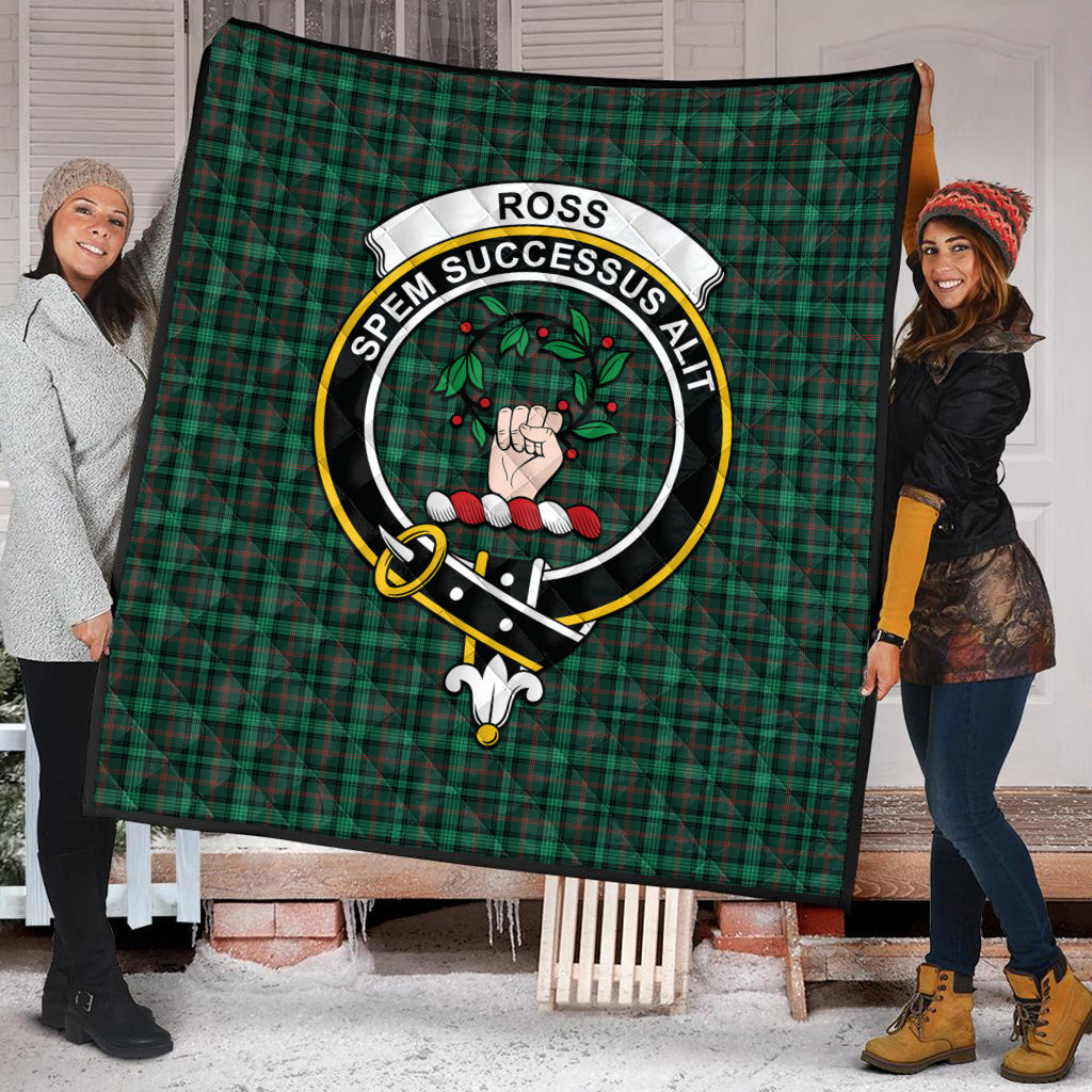 ross-hunting-modern-tartan-quilt-with-family-crest