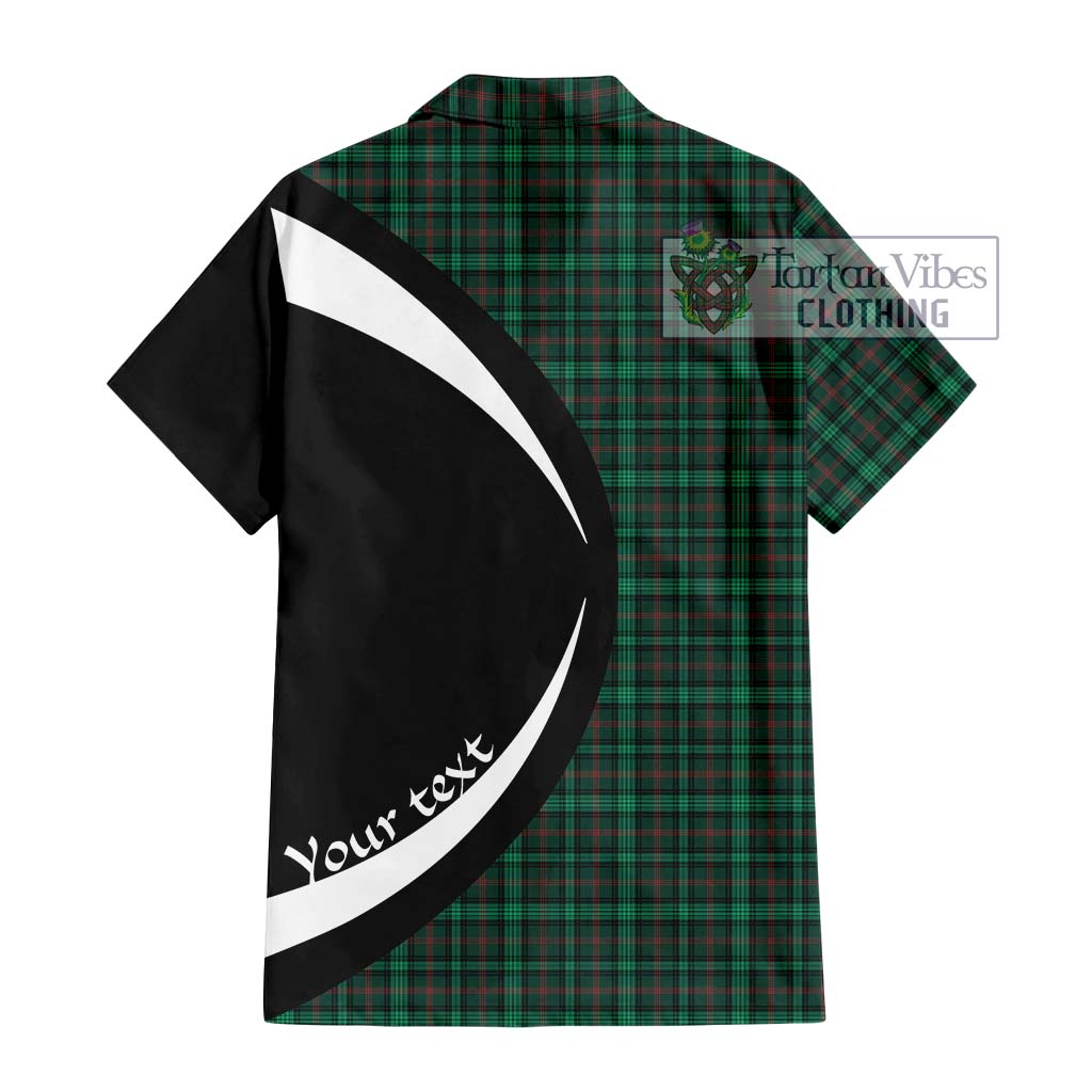 Ross Hunting Modern Tartan Short Sleeve Button Up with Family Crest Circle Style - Tartan Vibes Clothing