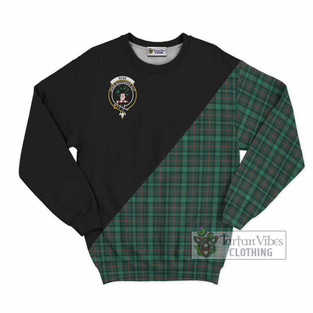 Ross Hunting Modern Tartan Sweatshirt with Family Crest and Military Logo Style - Tartanvibesclothing Shop