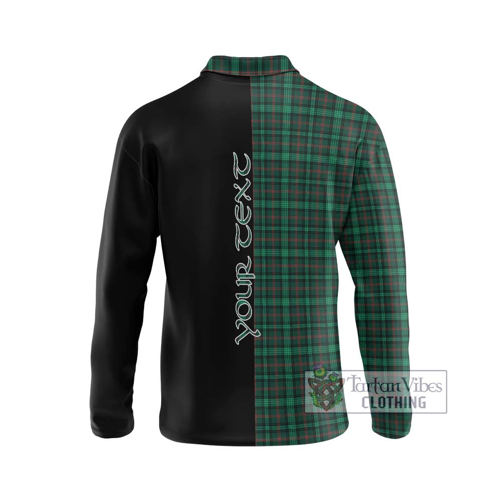 Ross Hunting Modern Tartan Long Sleeve Polo Shirt with Family Crest and Half Of Me Style - Tartanvibesclothing Shop