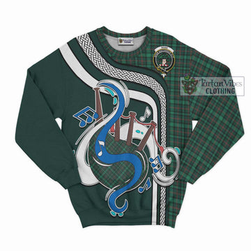 Ross Hunting Modern Tartan Sweatshirt with Epic Bagpipe Style