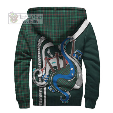 Ross Hunting Modern Tartan Sherpa Hoodie with Epic Bagpipe Style