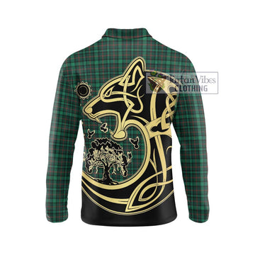Ross Hunting Modern Tartan Long Sleeve Polo Shirt with Family Crest Celtic Wolf Style