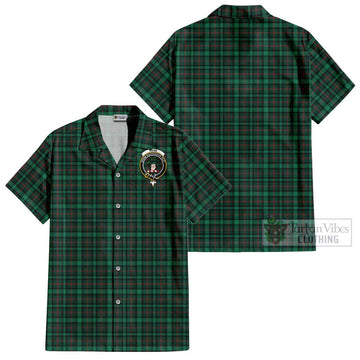 Ross Hunting Modern Tartan Cotton Hawaiian Shirt with Family Crest