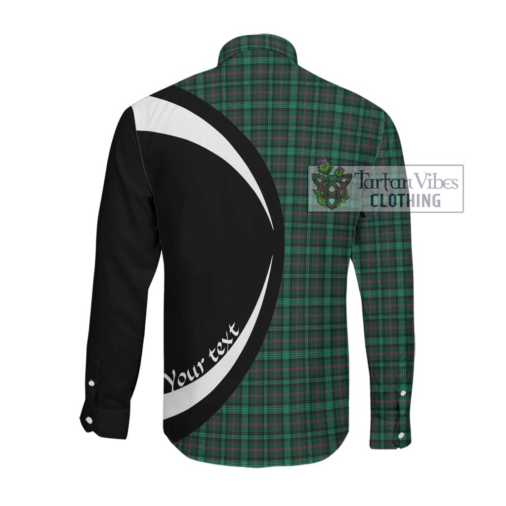 Ross Hunting Modern Tartan Long Sleeve Button Up with Family Crest Circle Style Men's Shirt - Tartan Vibes Clothing