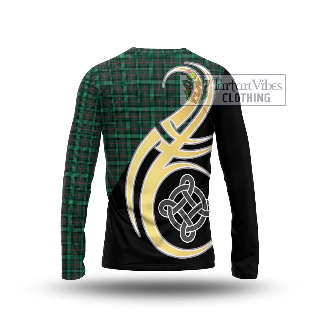 Ross Hunting Modern Tartan Long Sleeve T-Shirt with Family Crest and Celtic Symbol Style - Tartan Vibes Clothing