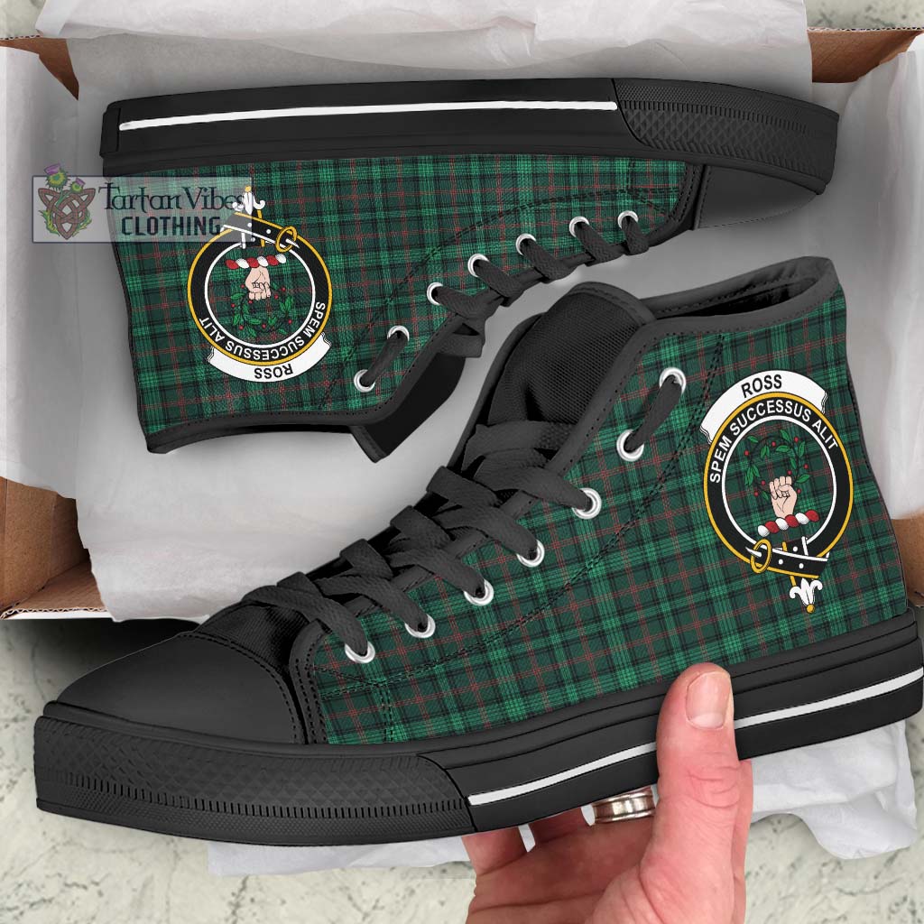 Tartan Vibes Clothing Ross Hunting Modern Tartan High Top Shoes with Family Crest