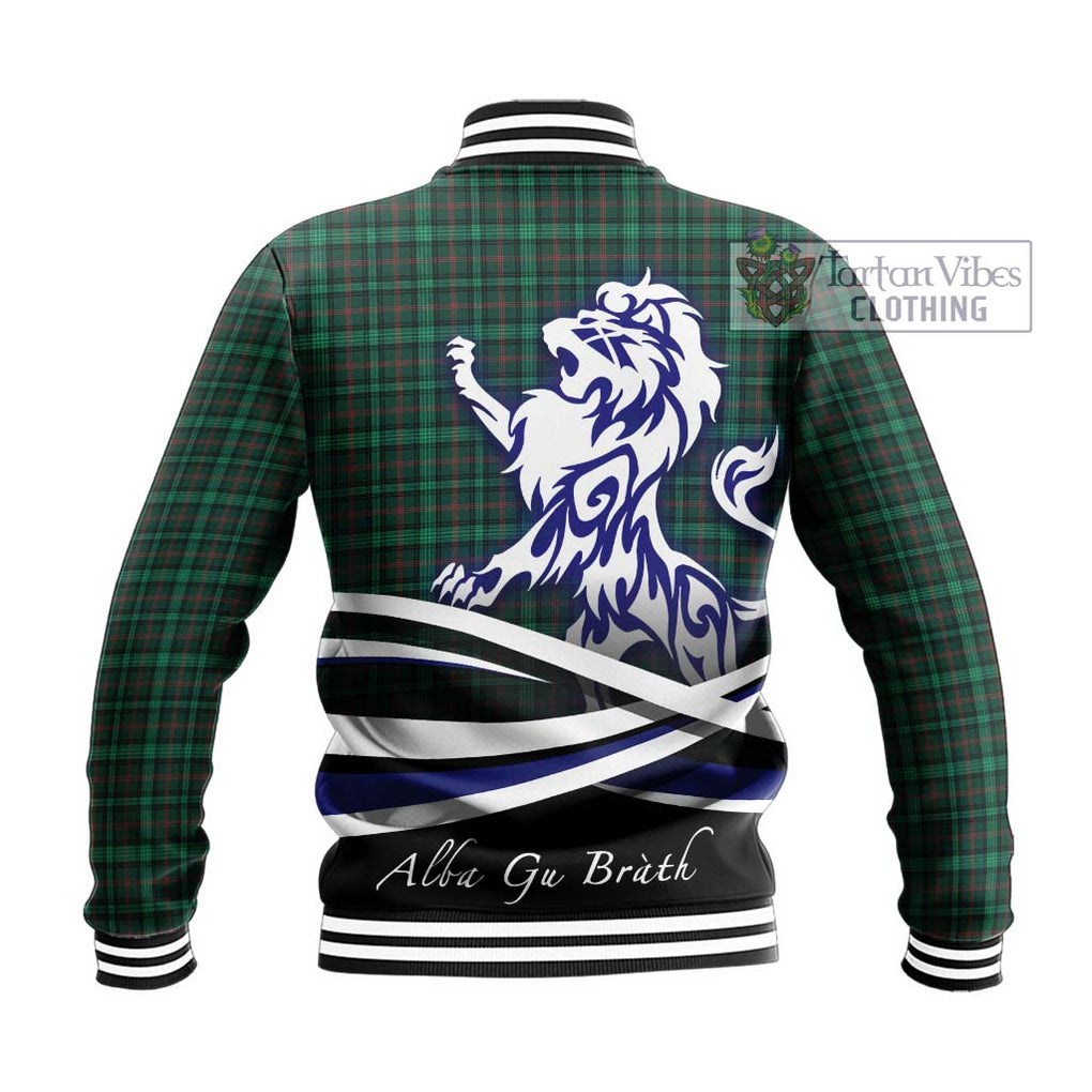 Ross Hunting Modern Tartan Baseball Jacket with Alba Gu Brath Regal Lion Emblem - Tartanvibesclothing Shop