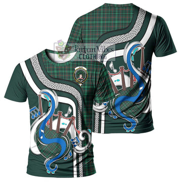 Ross Hunting Modern Tartan T-Shirt with Epic Bagpipe Style