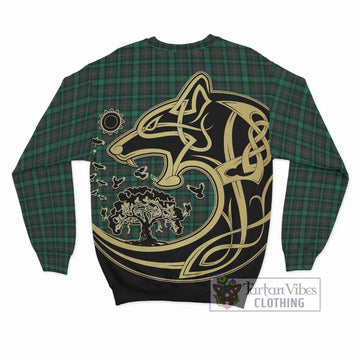 Ross Hunting Modern Tartan Sweatshirt with Family Crest Celtic Wolf Style