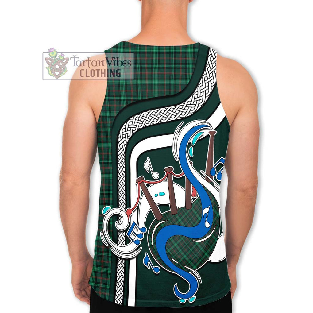 Ross Hunting Modern Tartan Men's Tank Top with Epic Bagpipe Style - Tartanvibesclothing Shop