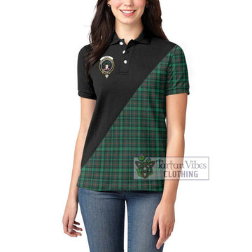 Ross Hunting Modern Tartan Women's Polo Shirt with Family Crest and Military Logo Style