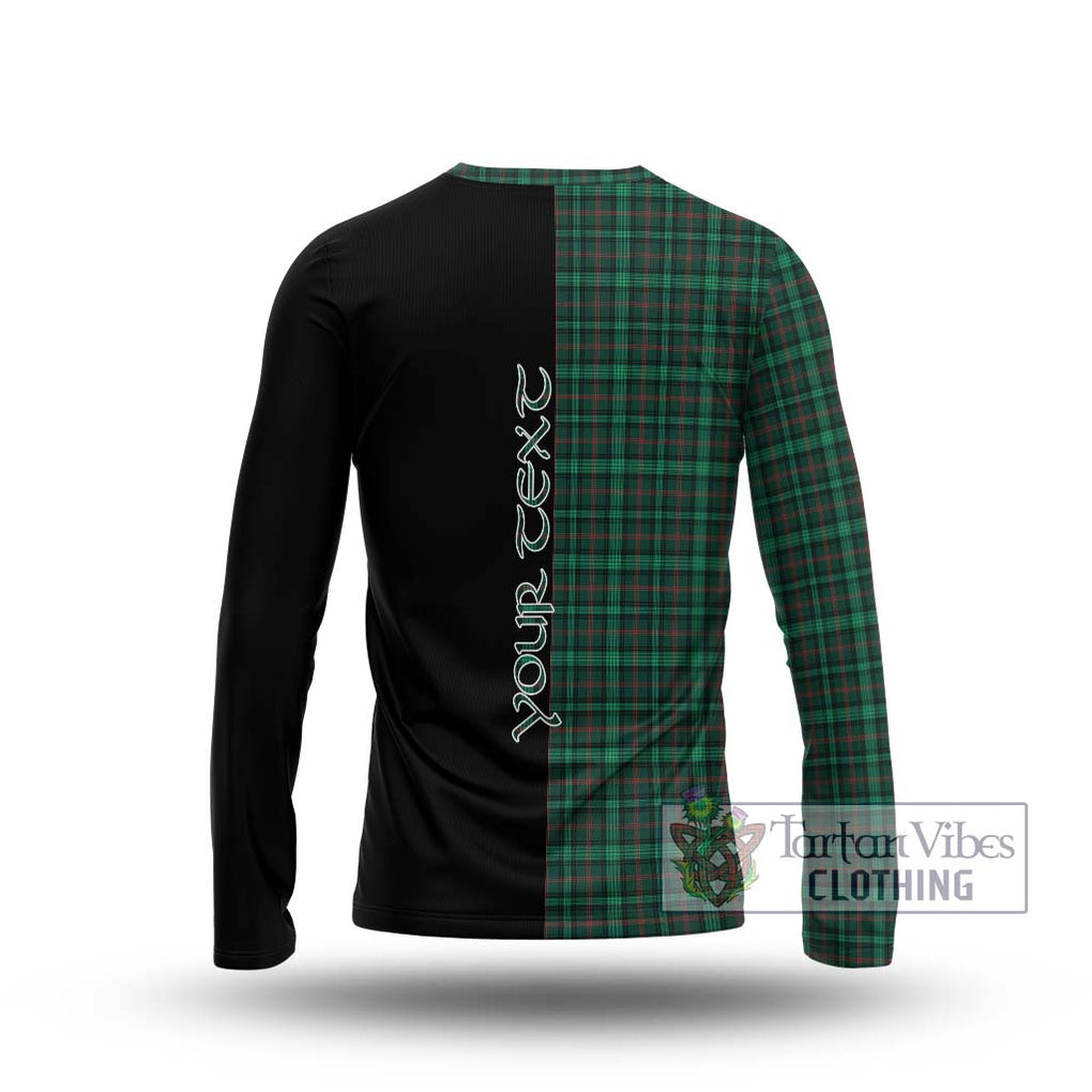 Ross Hunting Modern Tartan Long Sleeve T-Shirt with Family Crest and Half Of Me Style - Tartanvibesclothing Shop