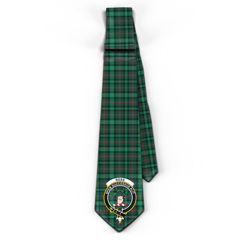 Ross Hunting Modern Tartan Classic Necktie with Family Crest - Tartan Vibes Clothing