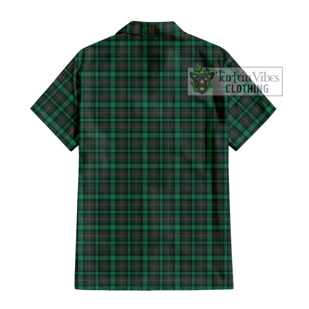 Ross Hunting Modern Tartan Short Sleeve Button Shirt with Family Crest DNA In Me Style - Tartanvibesclothing Shop