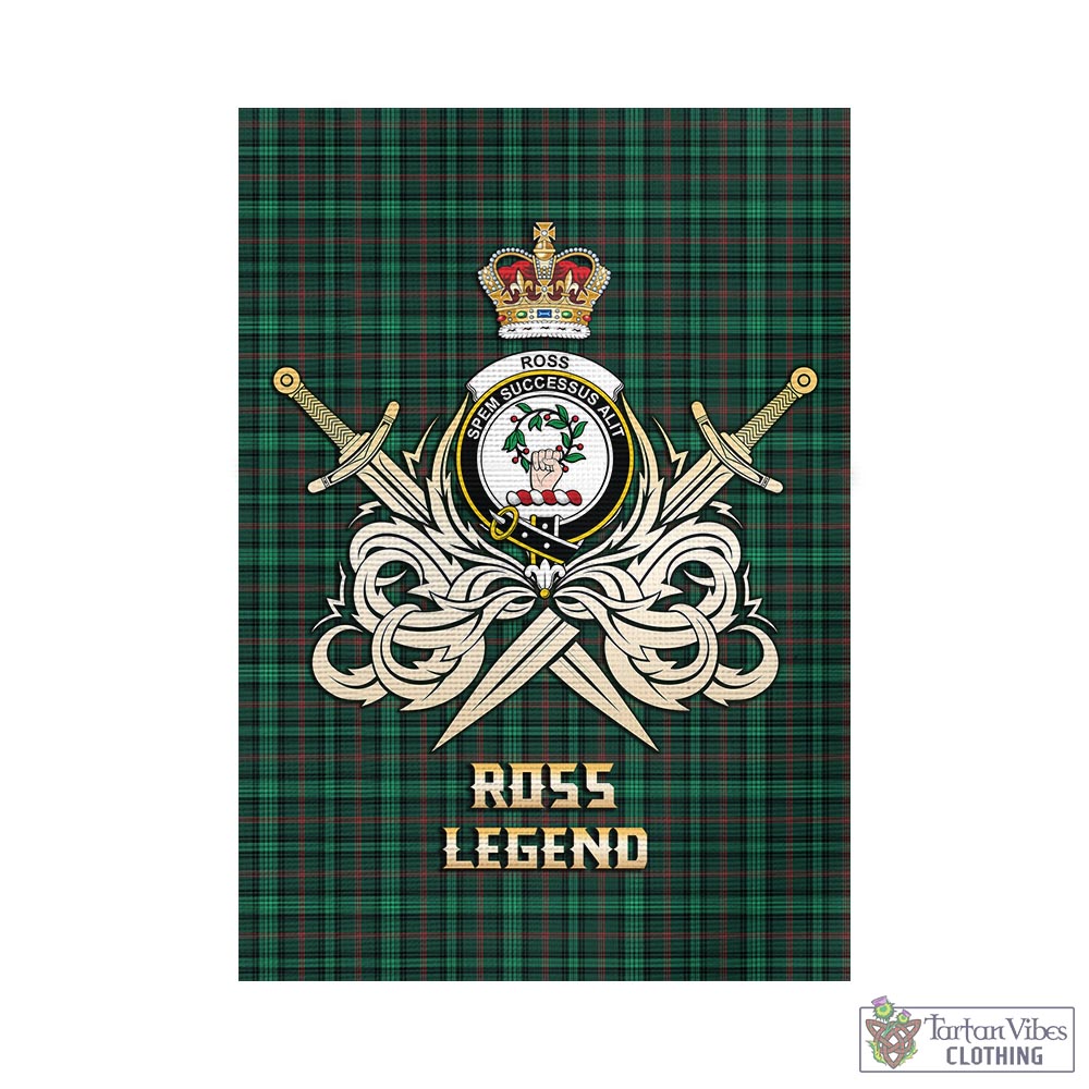 Tartan Vibes Clothing Ross Hunting Modern Tartan Flag with Clan Crest and the Golden Sword of Courageous Legacy