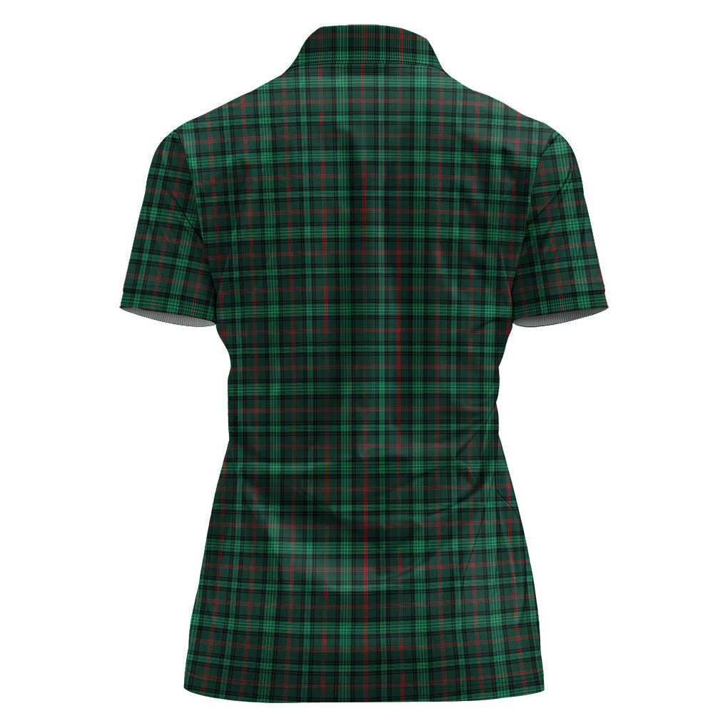 Ross Hunting Modern Tartan Polo Shirt with Family Crest For Women - Tartan Vibes Clothing