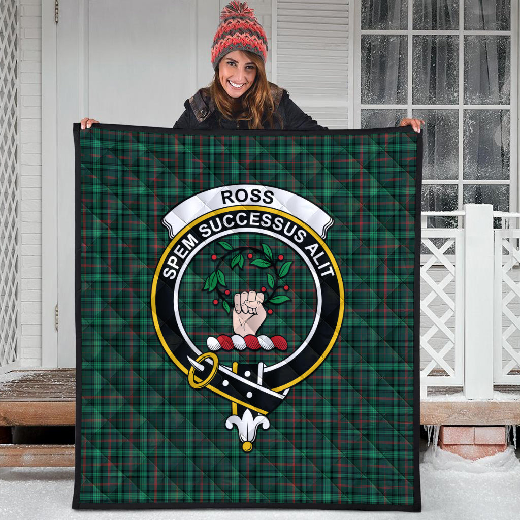 ross-hunting-modern-tartan-quilt-with-family-crest