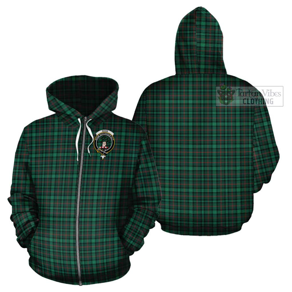 Ross Hunting Modern Tartan Cotton Hoodie with Family Crest Zip Hoodie - Tartan Vibes Clothing