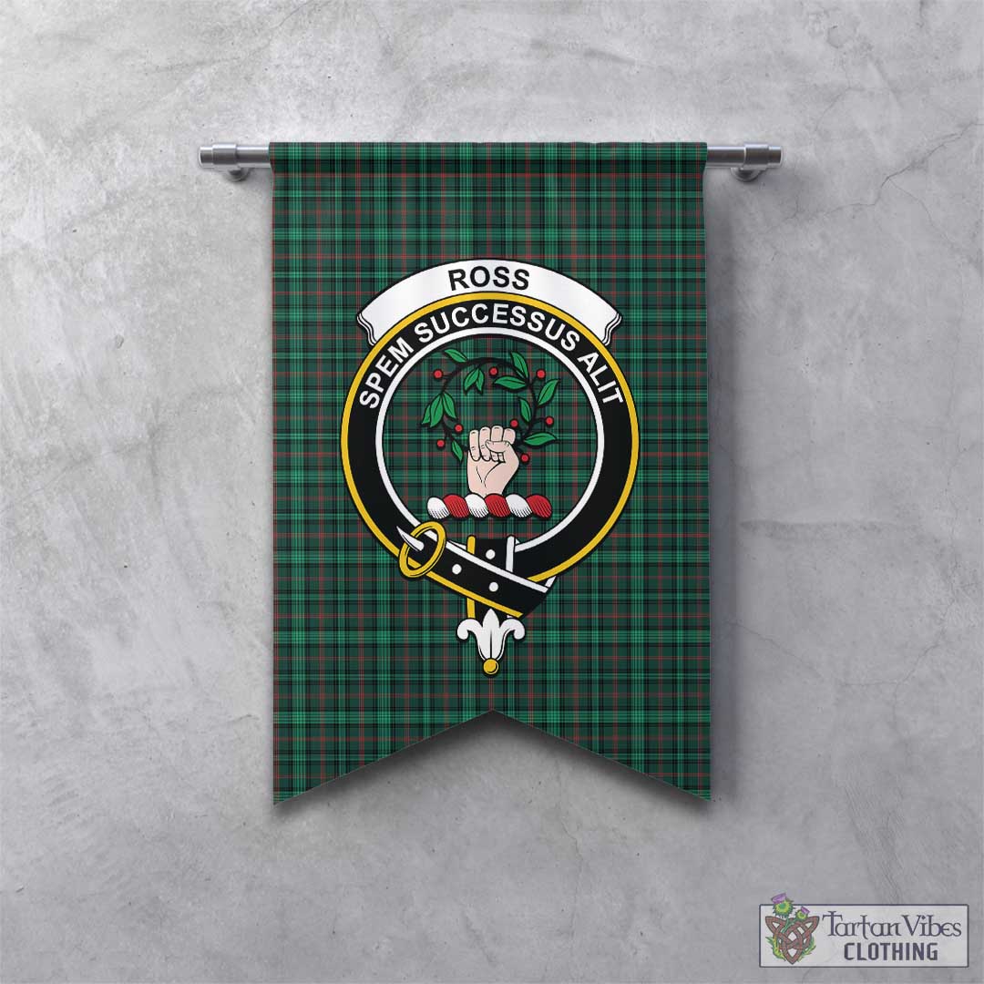 Tartan Vibes Clothing Ross Hunting Modern Tartan Gonfalon, Tartan Banner with Family Crest