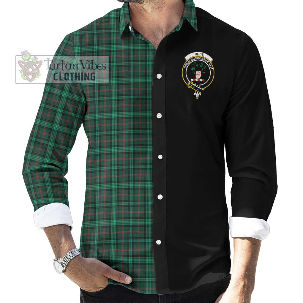 Ross Hunting Modern Tartan Long Sleeve Button Shirt with Family Crest and Half Of Me Style - Tartanvibesclothing Shop