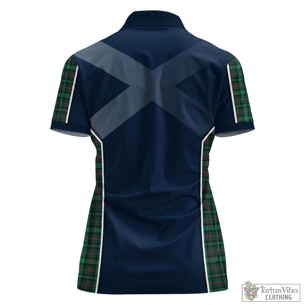 Tartan Vibes Clothing Ross Hunting Modern Tartan Women's Polo Shirt with Family Crest and Scottish Thistle Vibes Sport Style