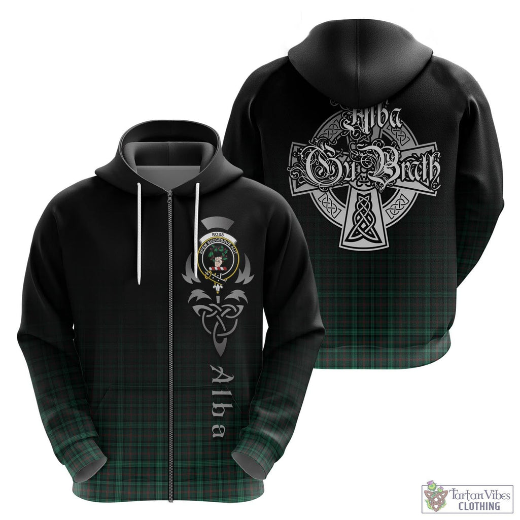 Tartan Vibes Clothing Ross Hunting Modern Tartan Hoodie Featuring Alba Gu Brath Family Crest Celtic Inspired