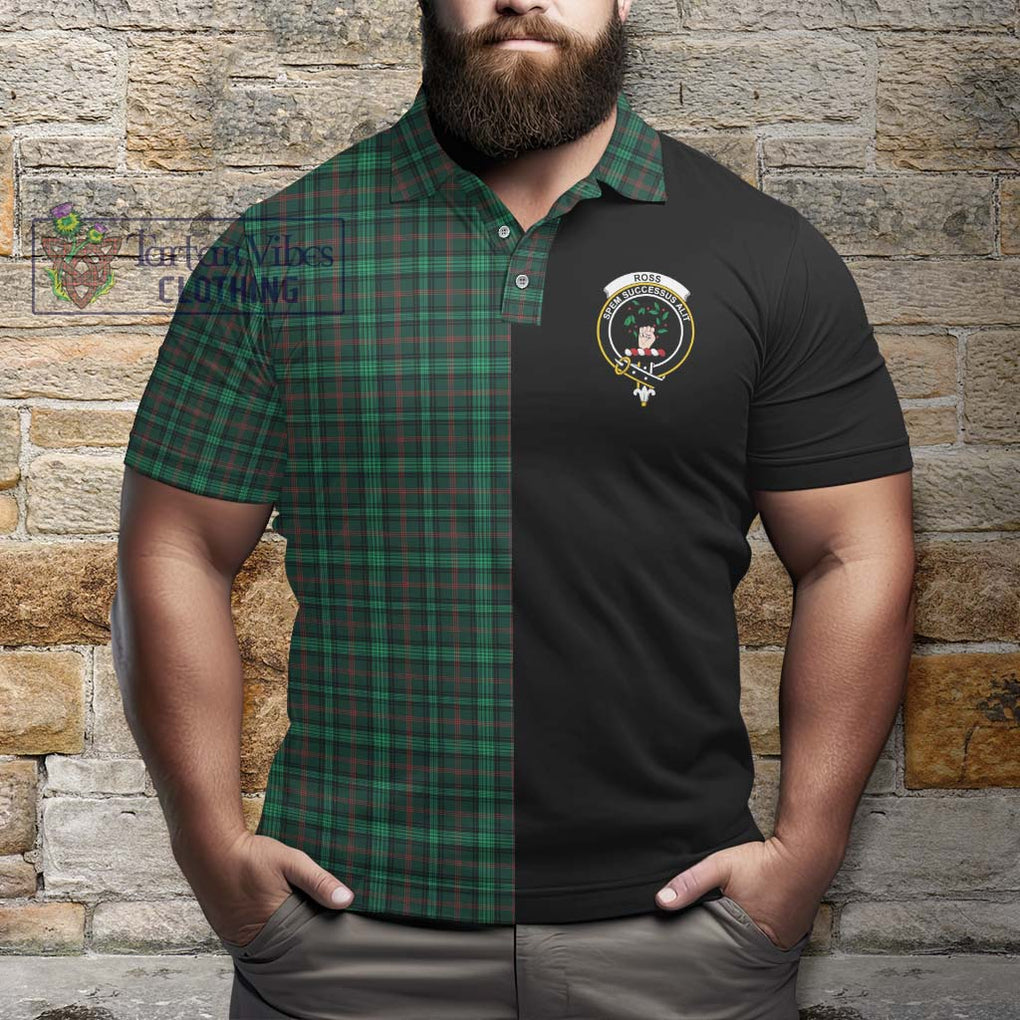 Ross Hunting Modern Tartan Polo Shirt with Family Crest and Half Of Me Style - Tartanvibesclothing Shop