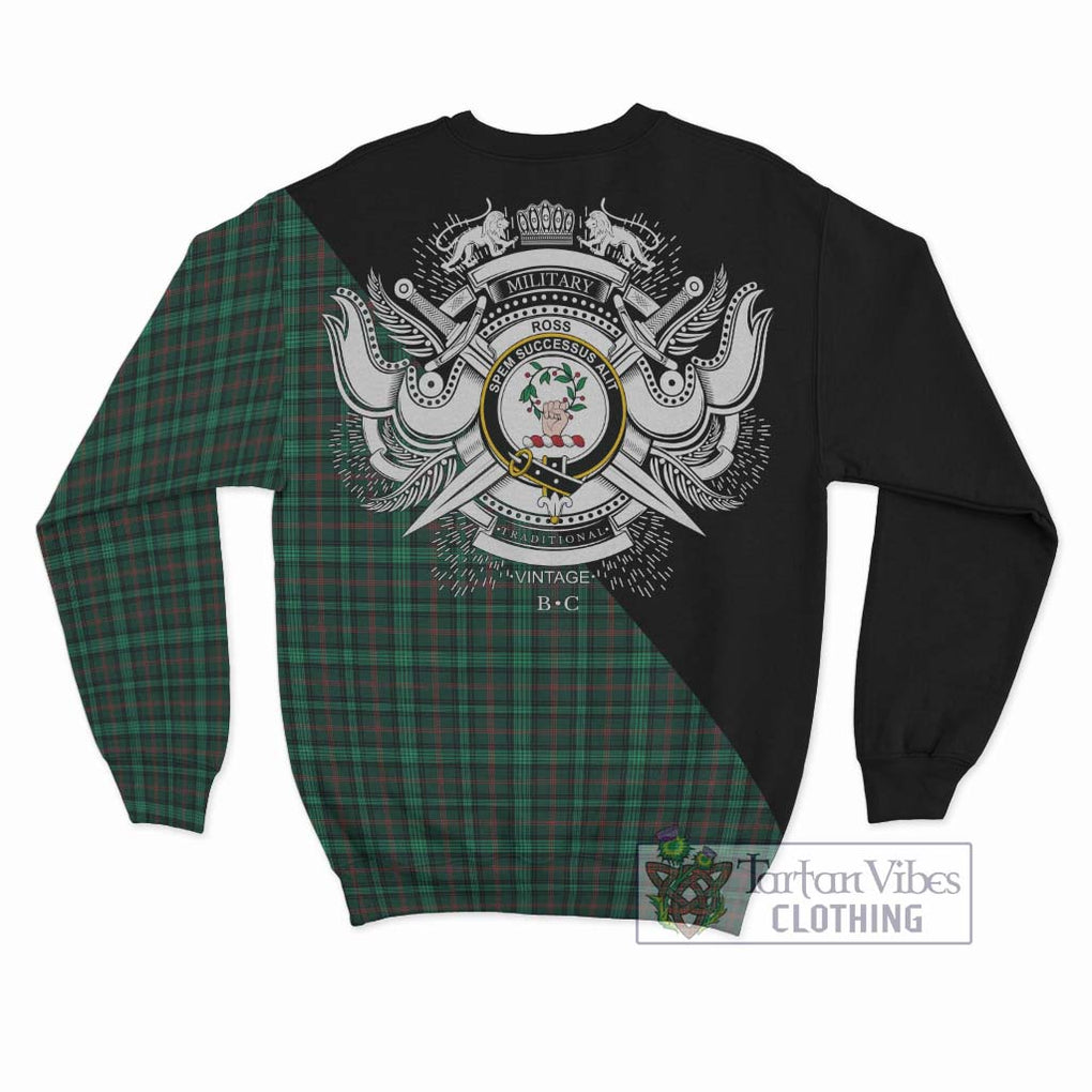 Ross Hunting Modern Tartan Sweatshirt with Family Crest and Military Logo Style - Tartanvibesclothing Shop