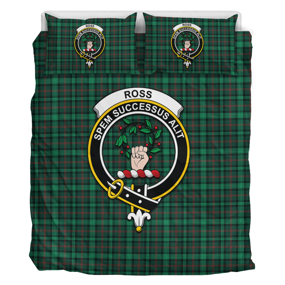 Ross Hunting Modern Tartan Bedding Set with Family Crest - Tartan Vibes Clothing