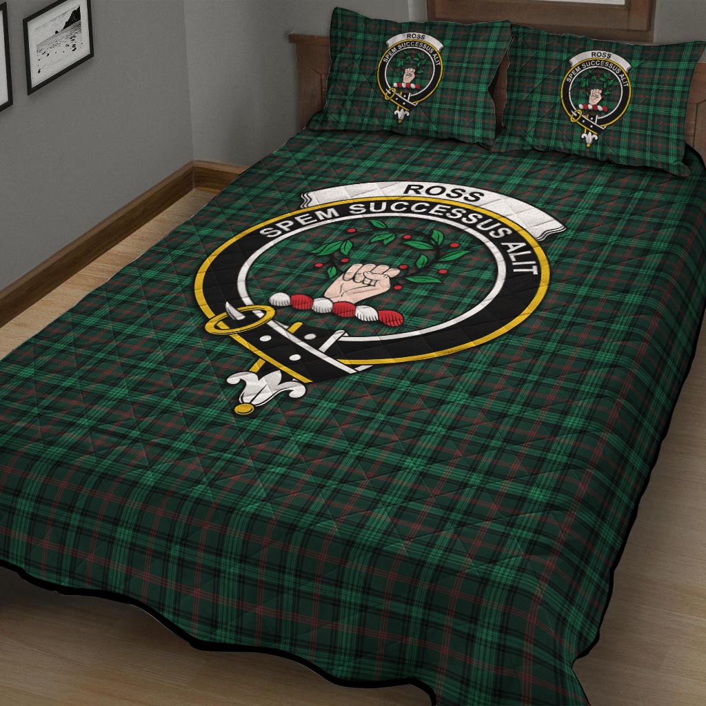 Ross Hunting Modern Tartan Quilt Bed Set with Family Crest - Tartan Vibes Clothing