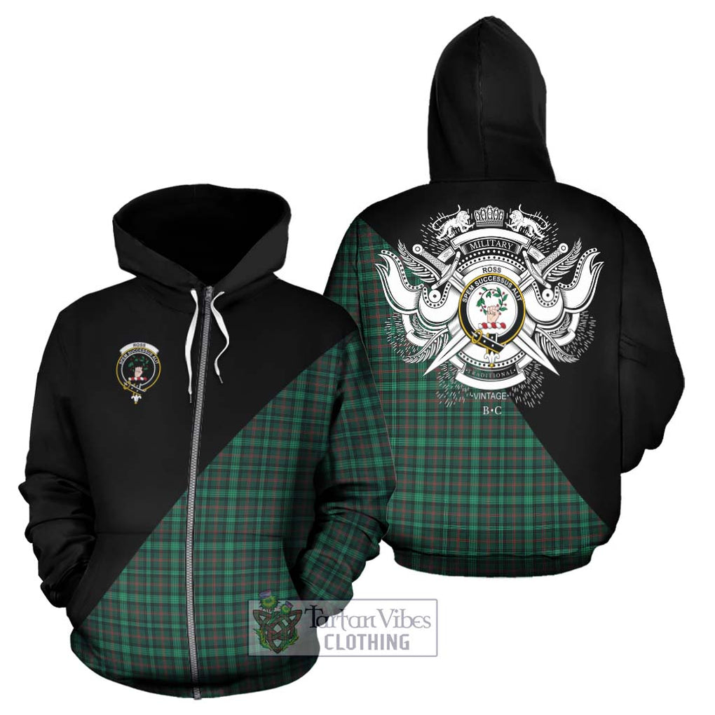 Ross Hunting Modern Tartan Hoodie with Family Crest and Military Logo Style - Tartanvibesclothing Shop