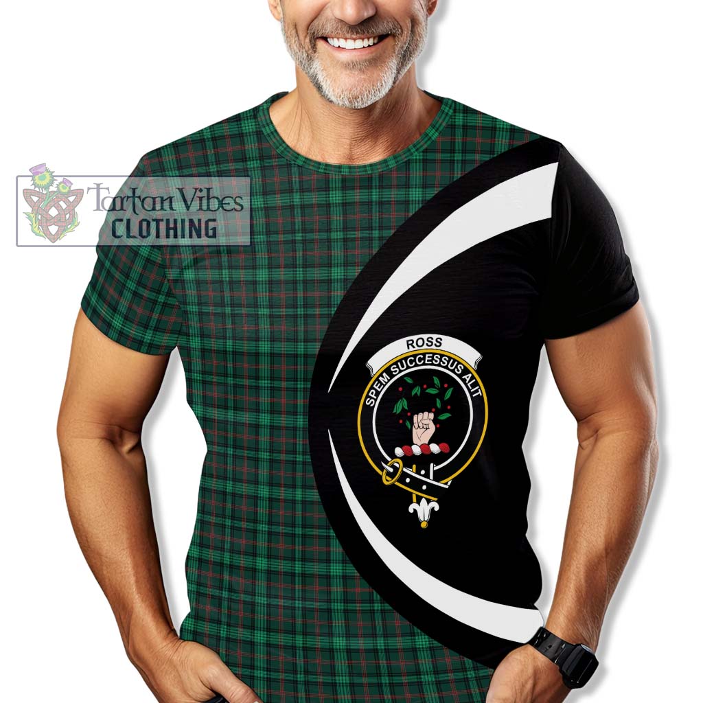 Tartan Vibes Clothing Ross Hunting Modern Tartan T-Shirt with Family Crest Circle Style